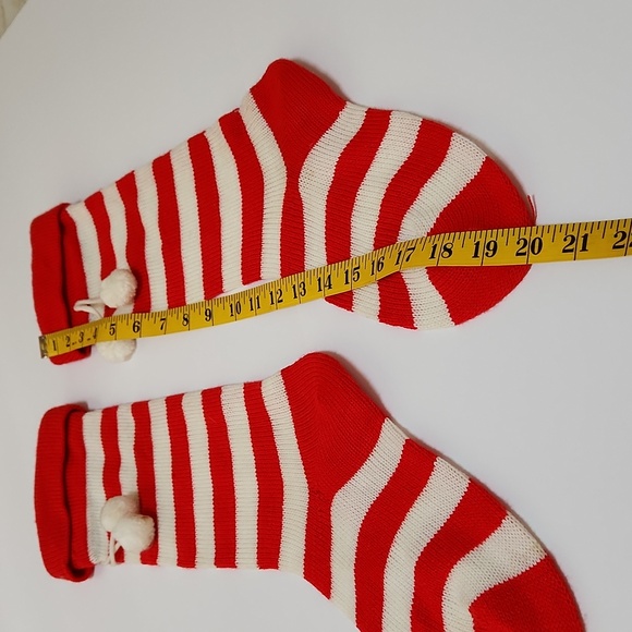 Vintage Knit Christmas Stockings Socks Retro Mid Century - Picture 6 of 9